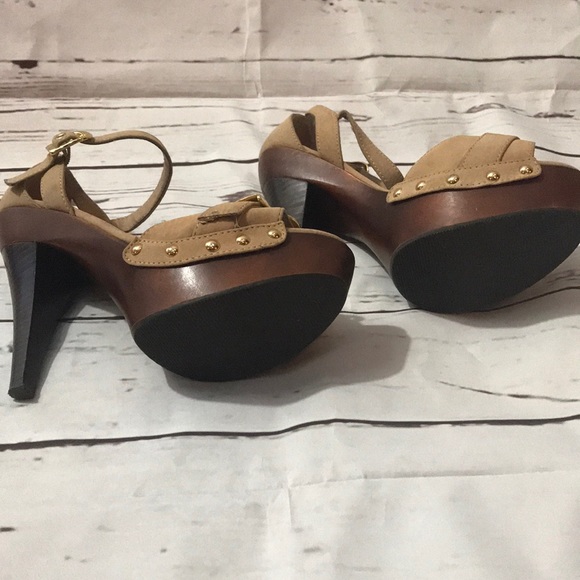 💎 Bakers open toe wooden sole platform heels - Picture 4 of 6